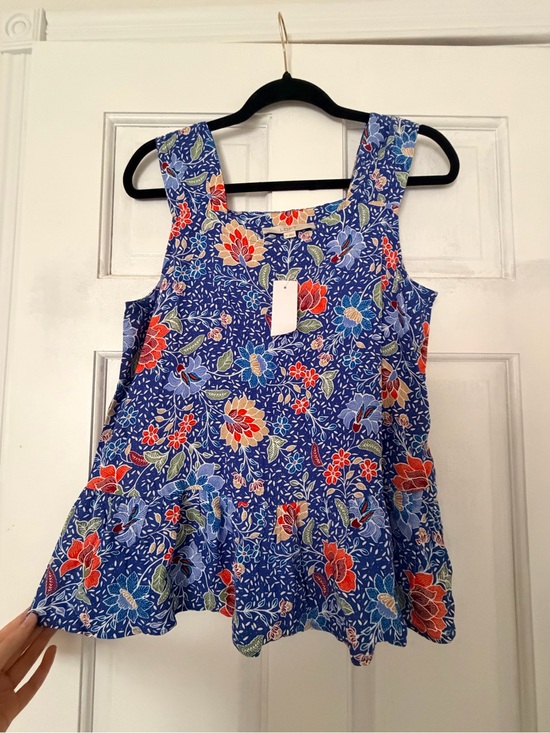 LOFT Tops - LOFT Blue Floral Square-Neck Tank Top